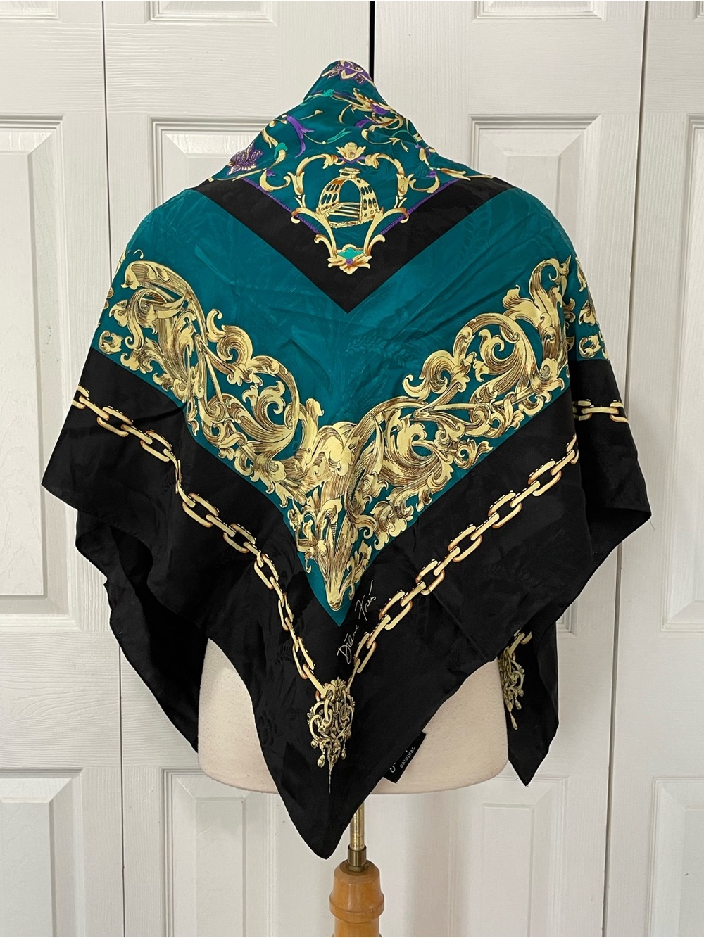 Diane Freis Originals Black Silk Scarf - Picture 1 of 6